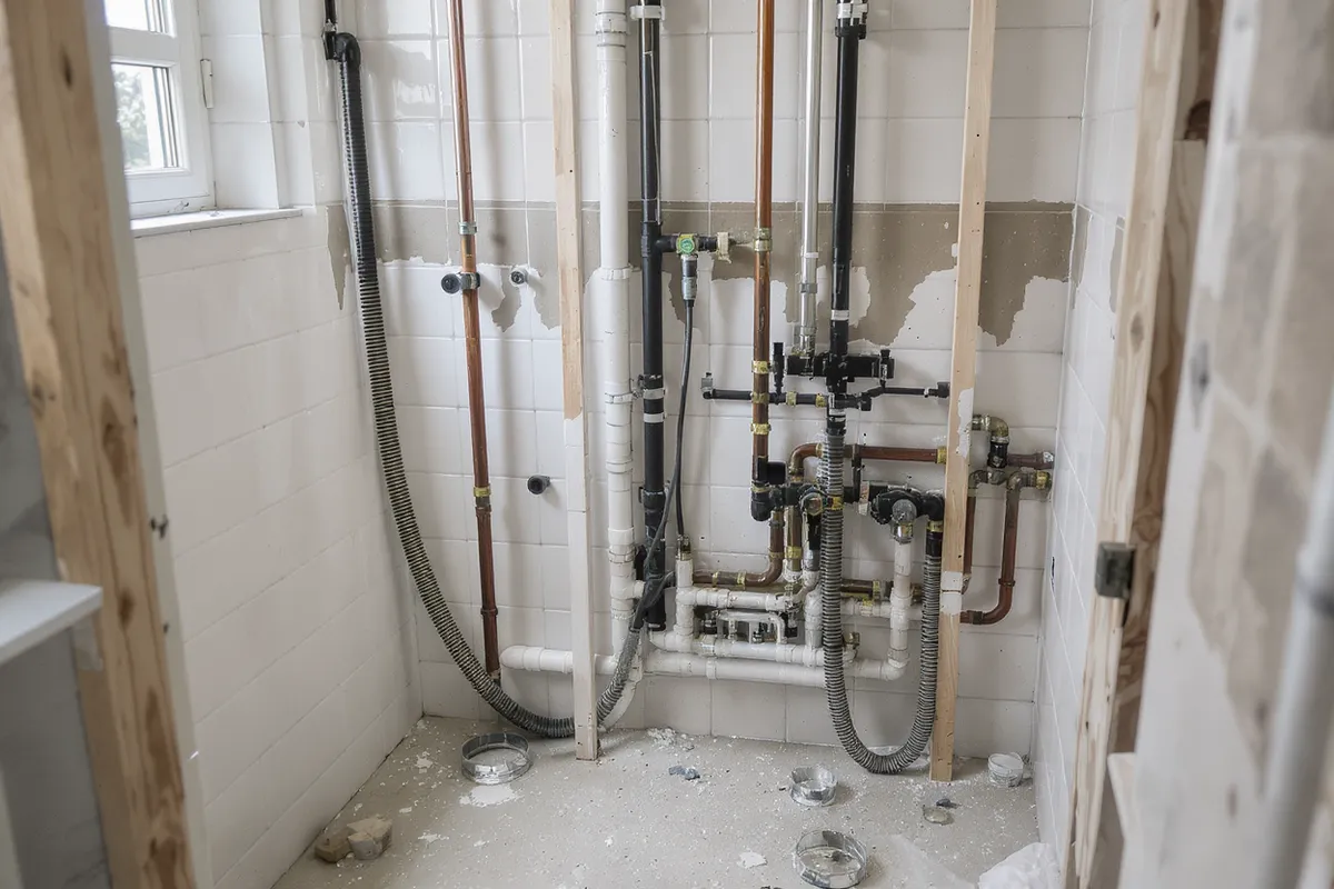 Nyrenoverat badrum med kakel och ny VVS efter badrumsrenovering