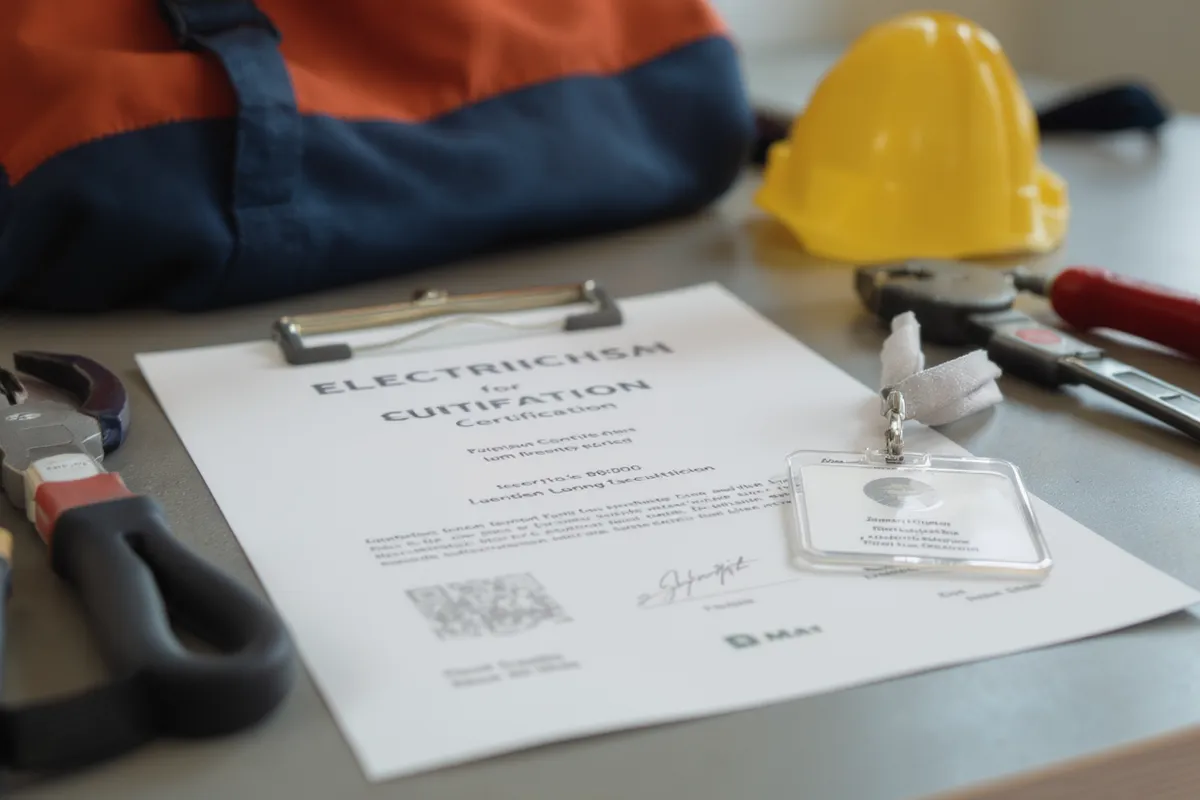 Behörig elektriker från registrerat elinstallationsföretag arbetar vid en elcentral