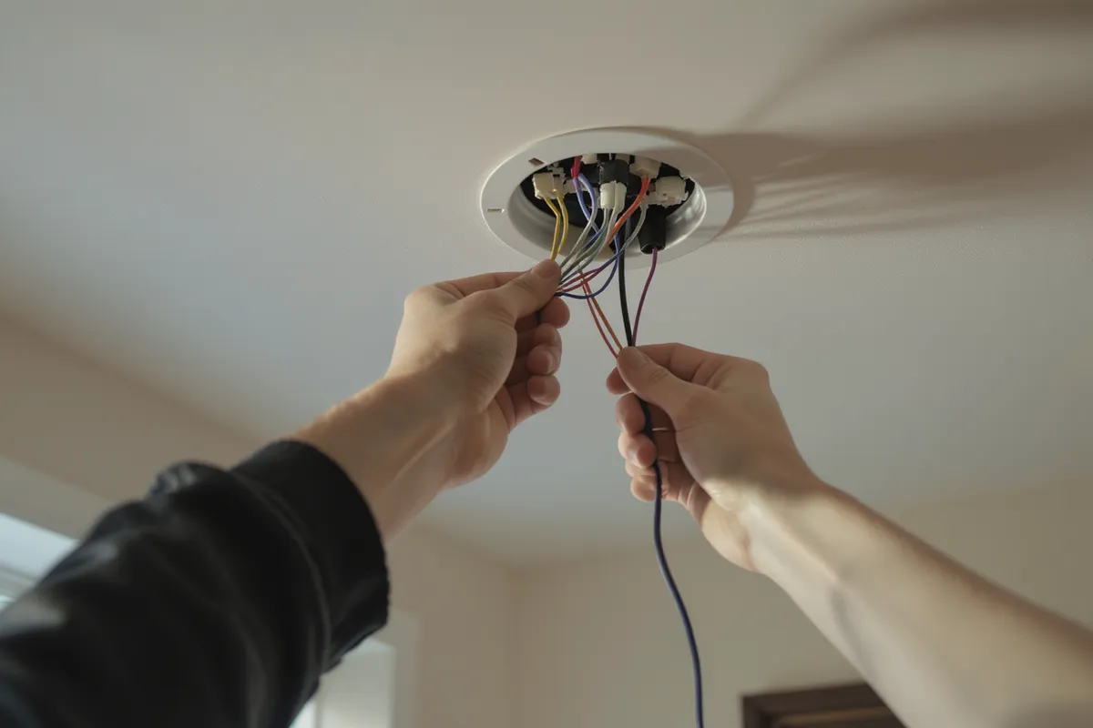 Taklampa kopplas in i tak med DCL-uttag av elektriker