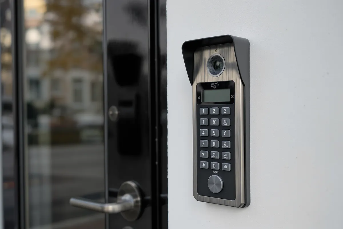 Porttelefon och passersystem vid entré till flerbostadshus